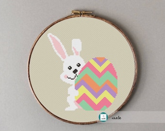 Easter bunny with egg cross stitch pattern,modern cross stitch pattern, PDF, DIY ** instant download**free shipping