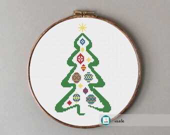 Modern Christmas tree cross stitch pattern, Christmas cross stitch pattern, ,PDF, DIY ** instant download**