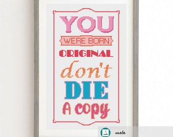 You were born original cross stitch pattern, modern cross stitch pattern, PDF, instant download