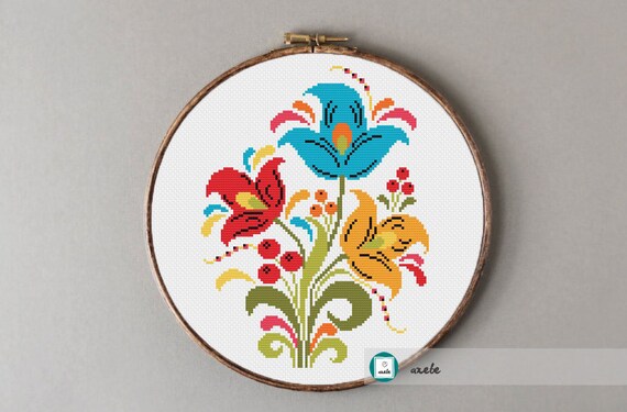 Abstract Flowers 2 Cross Stitch Patternmodern Pattern Pdf Etsy