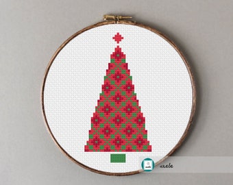 Geometric Christmas tree 3 cross stitch pattern, modern Christmas tree,PDF, DIY ** instant download**