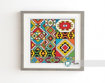 African seamless pattern cross stitch pattern,modern pattern, PDF, DIY ** instant download**free shipping