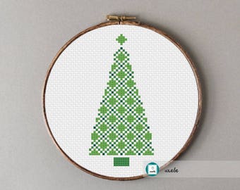 Geometric Christmas tree 2 cross stitch pattern, modern Christmas tree,PDF, DIY ** instant download**