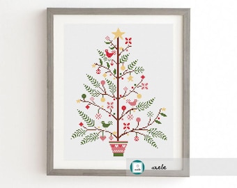 Christmas tree cross stitch pattern,modern pattern, ,PDF, DIY ** instant download**