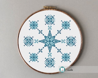 Modern cross stitch pattern, snowflakes, geometric cross stitch pattern, PDF, ** instant download**