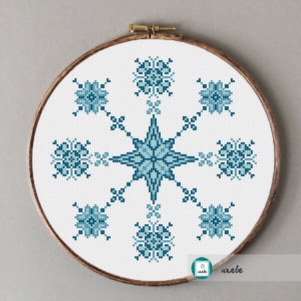 Modern cross stitch pattern, snowflakes, geometric cross stitch pattern, PDF, ** instant download**