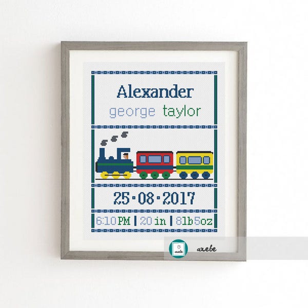 Train Cross Stitch Etsy