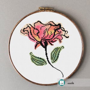 Watercolor flower cross stitch pattern,modern cross stitch pattern, PDF, DIY ** instant download**free shipping