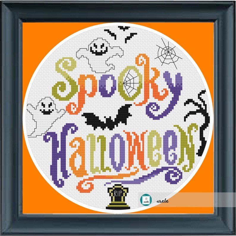 Spooky Halloween Cross Stitch Pattern Halloween Cross Stitch Etsy