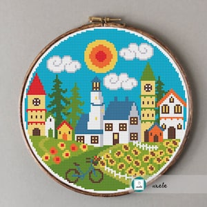 Summer landscape 2 cross stitch pattern, modern cross stitch pattern, PDF, instant download