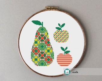 Fruits cross stitch pattern, modern cross stitch pattern, PDF, instant download