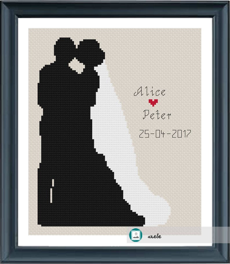 Wedding cross stitch pattern customizable modern pattern | Etsy
