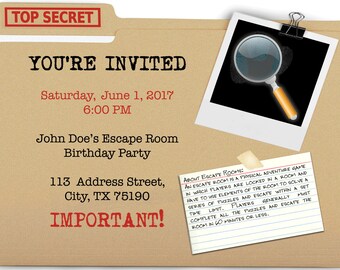 Escape Room Party Invite