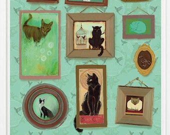 Gallery Of Cats Fine Art Giclée Druck Lustiger Katzenliebhaber Geschenke Geschenk für Katzenhalter