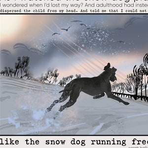 Snow Dog Print Fine Art Giclee Print Dog Lover Gifts