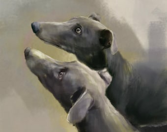 Greyhound hund konst gicléetryck vinthund hundälskare gåvor