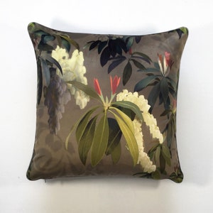 Grey Velvet Botanical Cushion Throw Pillow Cover Tree Pillow Inspired by Artist William Morris Velvet Pillow Cover