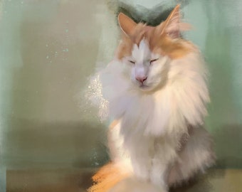 White and Orange Ginger Cat Fine Art Giclee Print Cat Lover Gifts