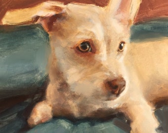 Pintura al óleo original de terrier, regalos para amantes de los perros