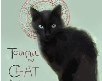 Le Chat Noir Black Cat Print Fine Art Giclee Print Cat Lover Gifts