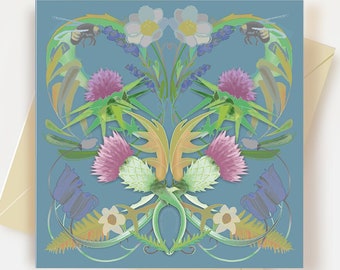 Scottish Thistle Greeting Card Inspired by Artist William Morris Scotland Birthday Card Thistle Gift Ideas