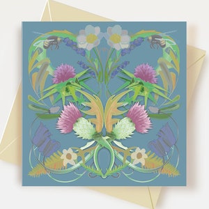Scottish Thistle Greeting Card Inspired by Artist William Morris Scotland Birthday Card Thistle Gift Ideas