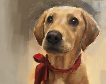 Yellow Labrador Dog Print Fine Art Giclee Print Yellow Lab Retriever Dog Lover Gifts