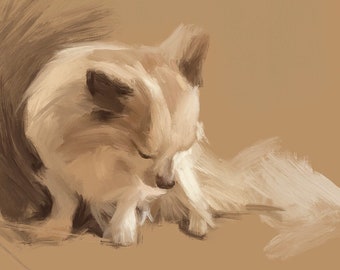 Long Haired Chihuahua Dog Print Fine Art Giclee Print Dog Lover Gifts