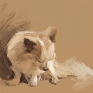 Langharige chihuahuaprint Fine Art gicleeprint Hondenliefhebber cadeaus