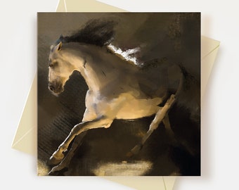 Thoroughbred Horse Greeting Card - 5x7 Inch Blank Inside Note Card - Horse Lover Birthday Sympathy Thank You