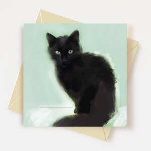 Tarjeta de felicitación abstracta de gato negro Regalos para amantes de los gatos Tarjeta de cumpleaños de gato negro Tarjeta de agradecimiento