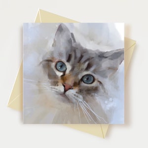 Carte de voeux chat ragdoll gris Cadeaux pour amoureux des chats Carte d'anniversaire chat gris Carte de remerciement chat gris