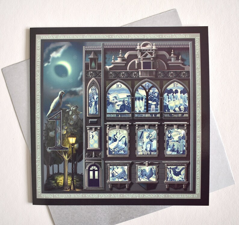 12 Days Of Christmas Card Set Fine Art Christmas Card x 5 Luxury Blank Christmas Card Victorian Christmas Song Festive Card