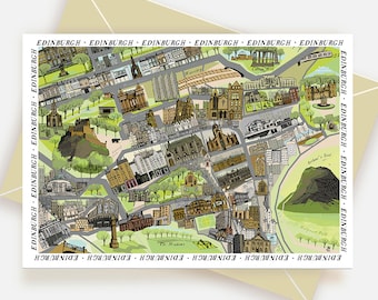 Carte d'anniversaire d'Édimbourg Écosse Carte d'anniversaire d'Édimbourg Carte de voeux d'Édimbourg Carte vierge Écosse Édimbourg Impression artistique