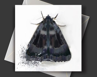 Moth Greeting Card Moth Thank you Card Butterfly Black Moth Card