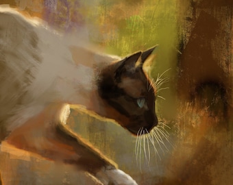Siamese Cat Print / Fine Art Giclee Print Cat Lover Gifts