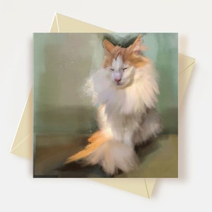 Carte de voeux chat orange et blanc Cadeaux pour amoureux des chats Carte d'anniversaire de chat Skogkatt Carte de remerciement