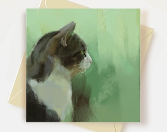 Cyperse kat Wenskaart Kattenliefhebber Cadeaus Cyperse kat Verjaardagskaart Bedankkaart