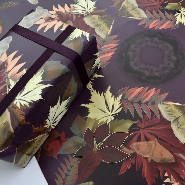 Botanical Purple Butterfly Wrapping Paper Decoupage Paper Inspired by William Morris Botanical Gift Wrap Luxury Packaging