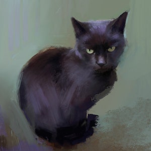 Black Cat Print Fine Art Giclee Print Black Cat Lover Gifts