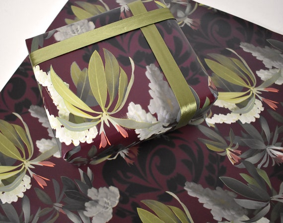 Luxury Black Floral Patterned Tissue Paper