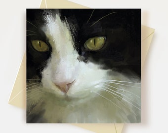 Tuxedo Cat Greeting Card Cat Lover Gifts Tuxedo Cat Birthday Card Tuxedo Cat Thank You Card