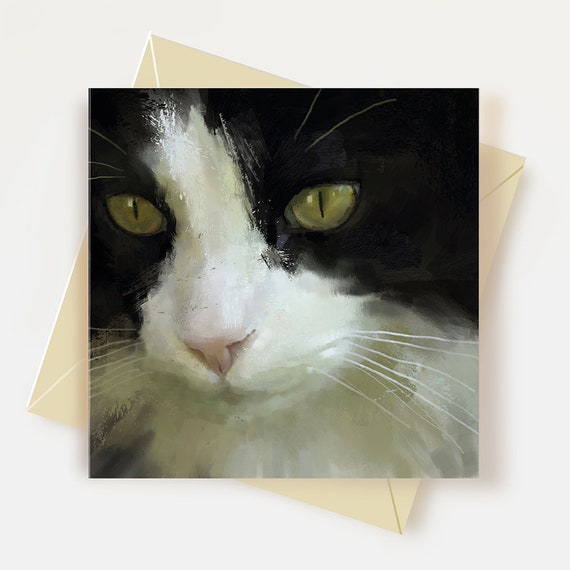 Tuxedo Cat Greeting Card Cat Lover Gifts Tuxedo Cat Birthday Card Tuxedo Cat Thank You Card