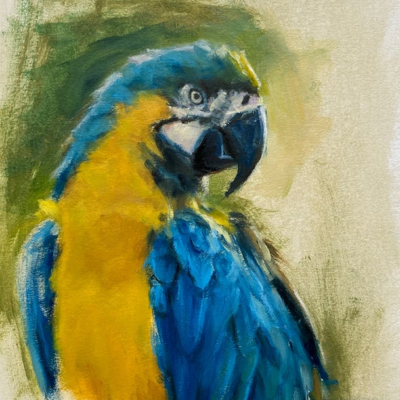 コンゴウインコの絵画 オリジナル油絵 鳥好きへのギフト - Etsy 日本