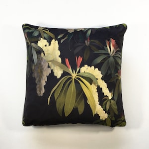 Black Velvet Botanical Cushion Throw Pillow Cover Tree Pillow Inspired by Artist William Morris Velvet Pillow