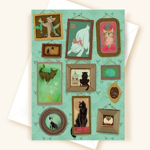 Cat Gallery Greeting Card Cat Lover Gifts Cat Birthday Card Cat Thank You Card