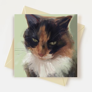 Carte de voeux chat calicot Cadeaux pour amoureux des chats Carte d'anniversaire chat écaille de tortue Carte de remerciement