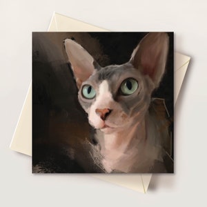 Carte de voeux chat Sphynx Cadeaux pour amoureux des chats Carte d'anniversaire chat Carte de remerciement chat