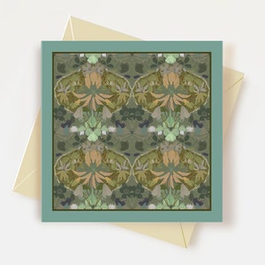 Carte de voeux trèfle à quatre feuilles / carte de mariage irlandaise / carte de remerciement Art nouveau inspirée par l'oeuvre d'art botanique de l'artiste William Morris