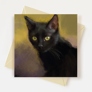 Tarjeta de felicitación de gato negro Regalos para amantes de los gatos Tarjeta de cumpleaños de gato negro Tarjeta de agradecimiento